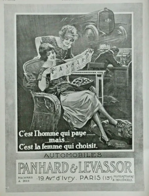1920 Panhard & Levassor Automobiles Press Advertisement Woman Chooses