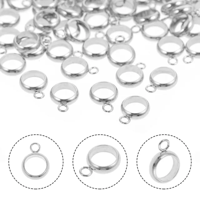 100 piezas cuentas de estribo de anillo conector pulseras cuentas intermedias acero inoxidable