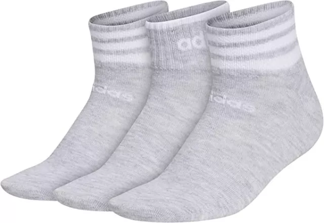 New Original Adidas Womens 3-stripe Low Cut Socks (3-pair) - Medium - Grey/White