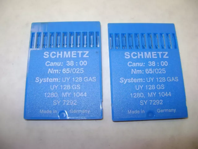 10 Size 65/025 Schmetz Uy128 Gas Gs Sy7292 My1044 Sewing Machine Needles A38