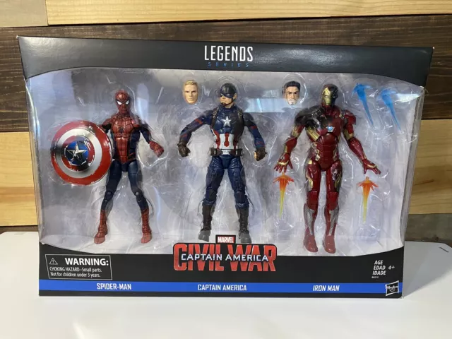 Marvel Legends Civil War 3 Pack Captain America Iron Man Spider-Man NEW Sealed