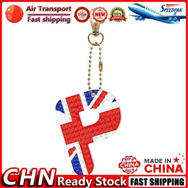 Letter Crystal Diamond Painting Acrylic Keychain DIY Key Ring Pendant (P) Fr