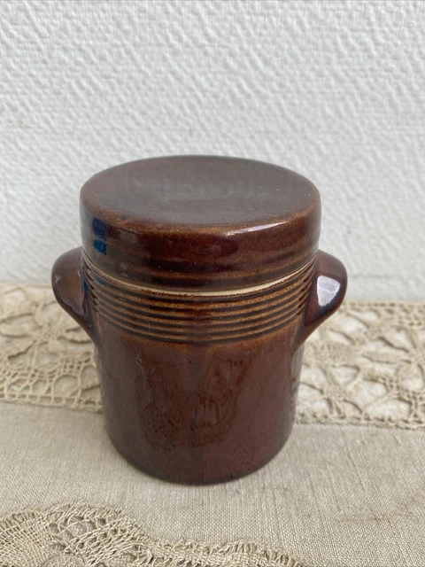ANCIEN PETIT POT En Gres Vernissé Marron Confit Terrine Deco Poterie