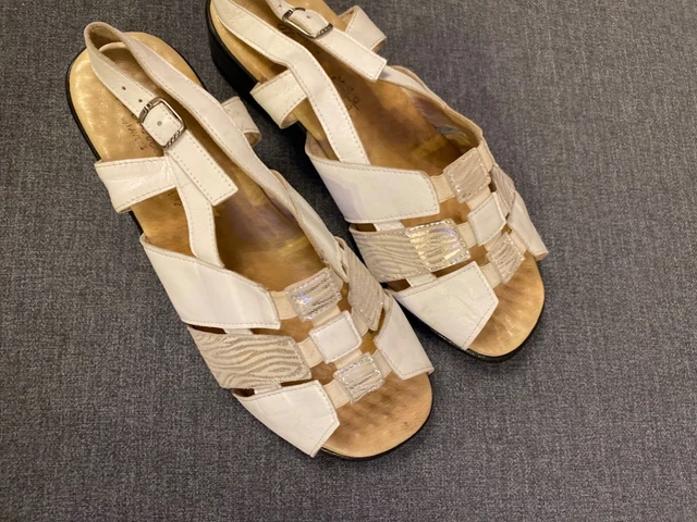 LADIES WHITE LEATHER sandals jessica by pavers size 40 7. Sling