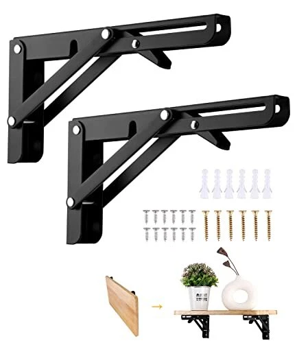 Viesap Équerre Pliante200mm 2 Pièces Noir Support Console Pliable Supports D'...