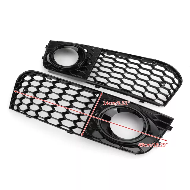 PAIR HONEYCOMB MESH Fog Light Open Vent Grill Intake For Audi A4 B8 ...