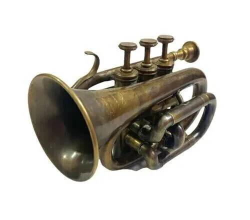 Nautical Brass Trumpet Pocket Bugle Horn 3 Valve Mouthpiece Trumpet gift item