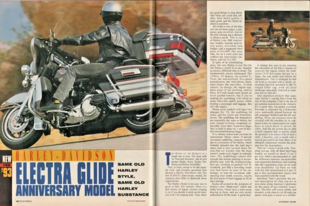 1992 November Cycle World Magazine - Harley-Davidson Electra Glide Anniversary 3