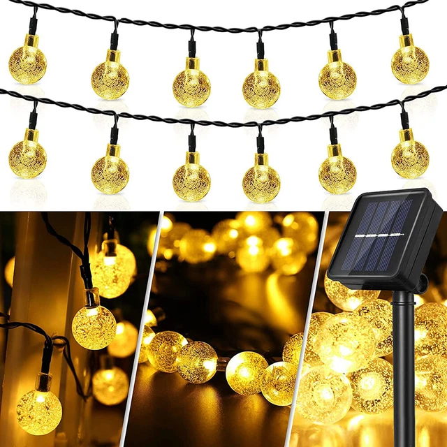 LED Solar Bubble Crystal Ball String Light Memory Function IndependenceDay Decor