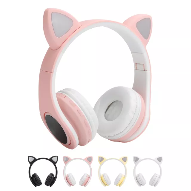 LED Noise Reduction Headset Cat Ear Shape BT 5.0 Headset With Mic For Young