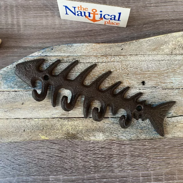 Iron Fish Bones Wall Hook ~ Key, Hat, Coat Rack Holder ~ Nautical Decor