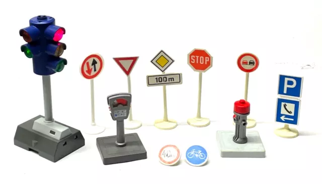 Playmobil * Verkehr / Straßen Ausstattung * LED Ampel Parkuhr Schilder Hydrant