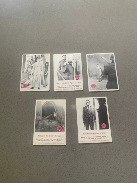 5 x SCANLENS 1960s MAN FROM UNCLE  CARDS