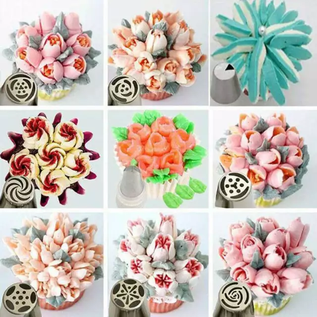 27 Pcs Set Leaf Pastry Russian Tulip Icing Cake Decorating Piping Nozzles 3