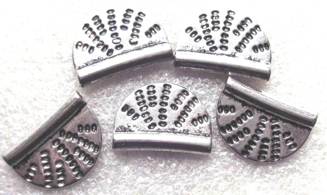 15 Half-Moon Embossed Connectors. SP.  Craft or Jewellery Making