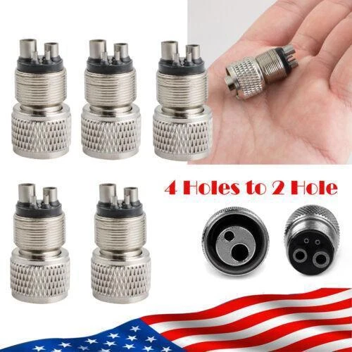 5X 4Hole to 2 Hole Dental High Speed Handpiece Tubing Adapter Changer Connector