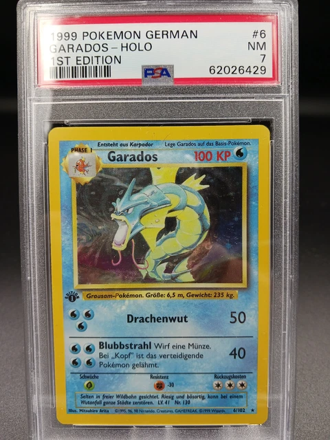 Pokemon Garados Base Set 1st Edition 6/102 PSA 7 Near Mint Deutsch German