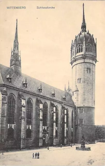 Wittenberg Lutherstadt AK Schloßkirche Postkarte Verlag Heberlein Stempel 1914