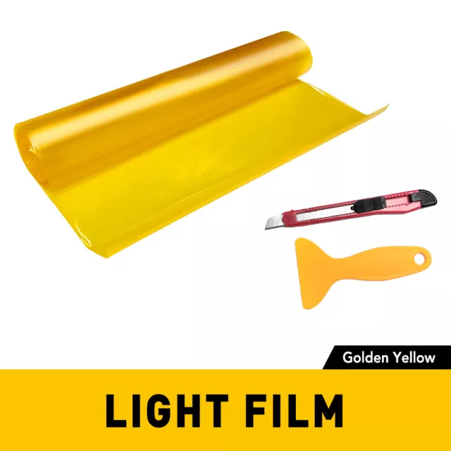 12"x72" Gloss Golden Yellow Smoke Headlight Taillight Fog Light Tint Film Vinyl