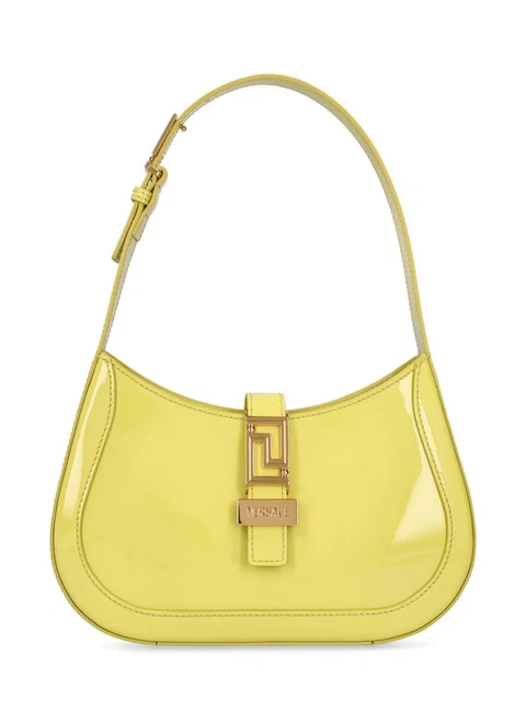 Versace Greca Goddess Small Yellow Leather Hobo Bag New SS24