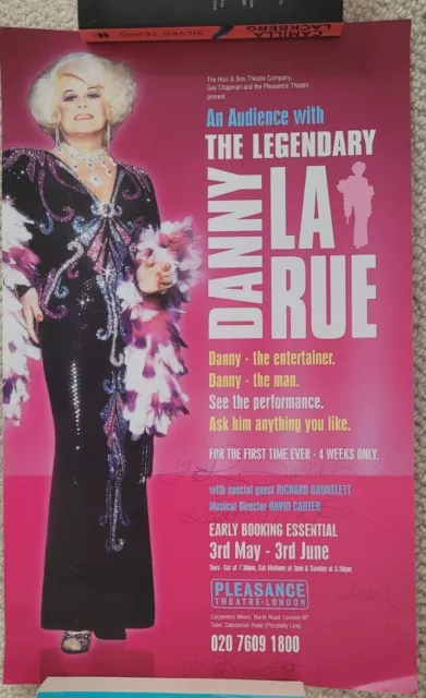 Drag Legend Danny La Rue SIGNED 'An Audience with' Poster The Pleasance Theatre