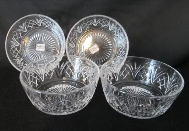 Set of 4 New Godinger Dublin Shannon Crystal Cereal Bowls NOS