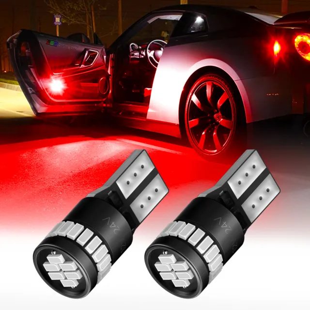 2pcs AUXITO Red LED T10 Interior Door Panel Light 12V Dome Map Lamp License Bulb