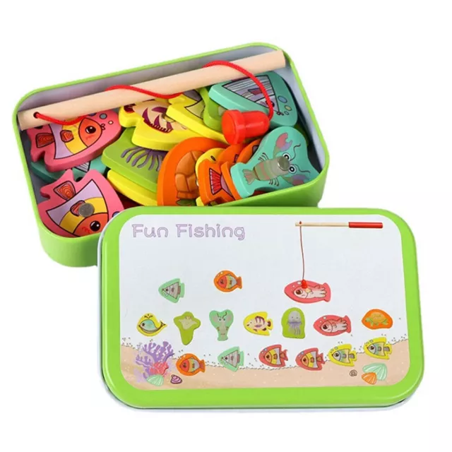 Kids Wooden Magnetic Fishing Games Fine Motor Skills Preschool Learning Toy AU