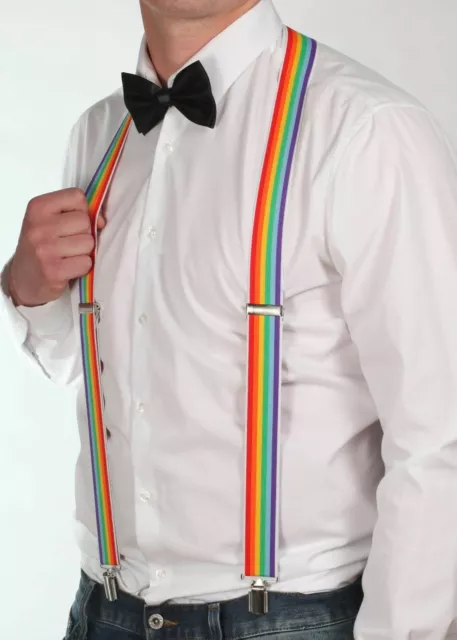 Costume Rainbow Suspenders anni '80 Gay Pride da uomo