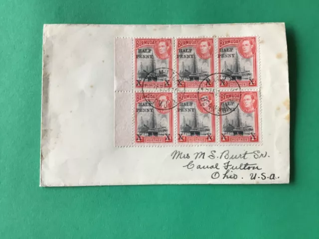 Bermuda 1941 surcharged stamps block cover Ref A4669