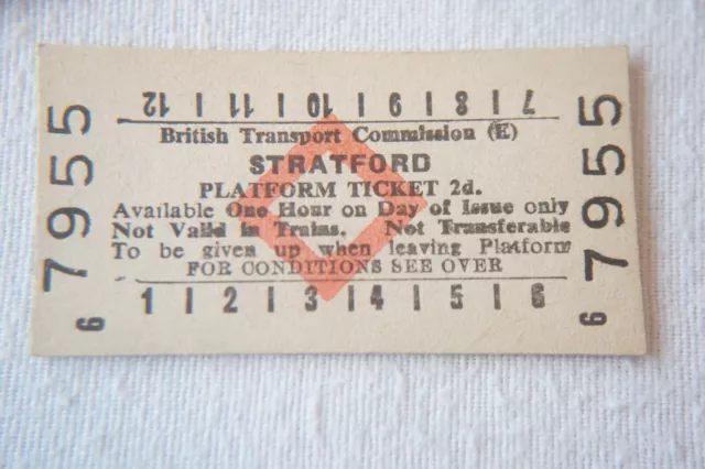 Stratford British Rail BTC Platform Railway Train Ticket