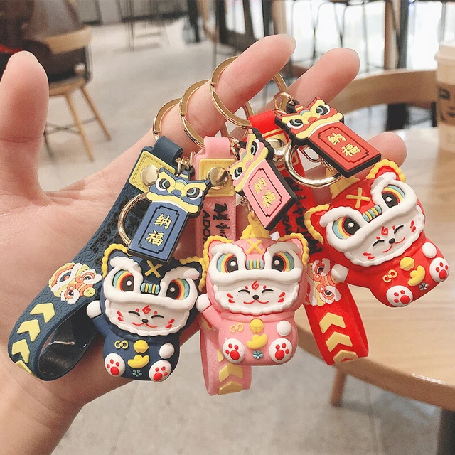 2pcs Lucky Cat Keychain Cartoon téléphone portable charme postal sac cadeau MiPN