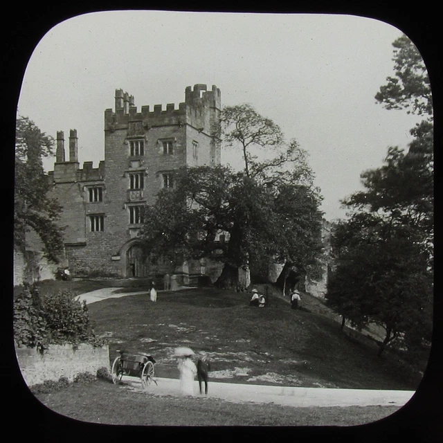 Glass Magic Lantern Slide HADDON HALL EXTERIOR C1890 OLD VICTORIAN PHOTO