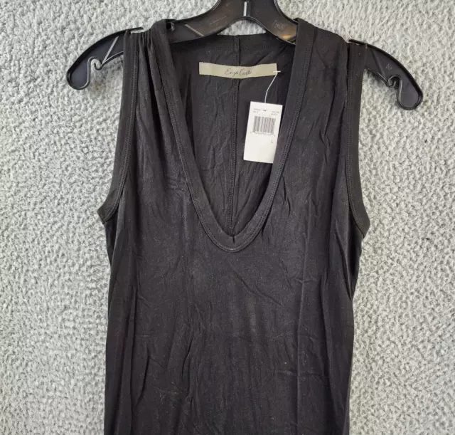 Enza Costa Bold U-Neck Tunic Tank Women's L Black Pullover Style Sleeveless~ 3