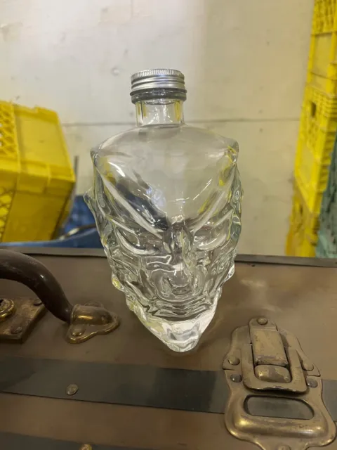 Alien Head Liquor EMPTY Clear Glass 750ml Bottle UFO Man Cave Bar -- Very Rare!!