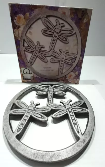 Giftco Cast Iron 7” Diameter Round Dragonfly Trivet Hot Plate Kitchen Dining
