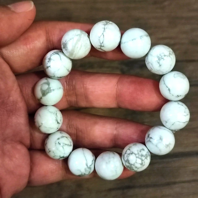 GemStone White Howlite Bead Bracelet 14mm 60g Beads Size