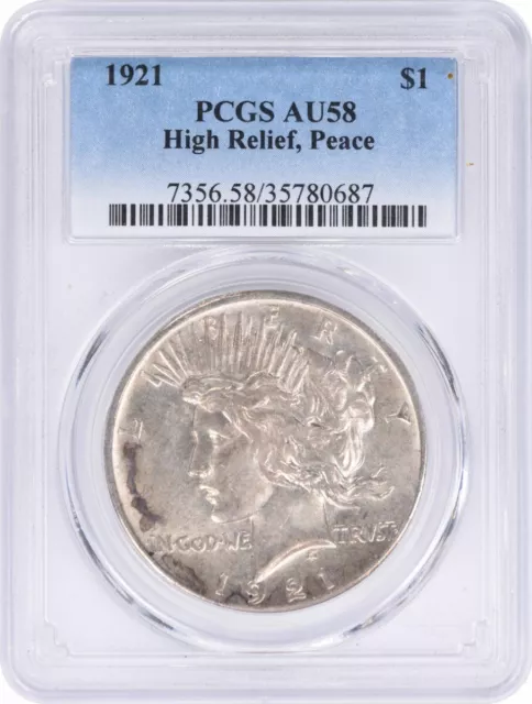 1921 Peace Silver Dollar AU58 PCGS