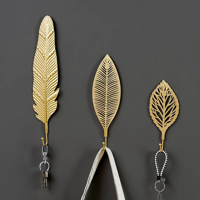 Golden Leaves No-punch Clothes Holder Hanging Hooks Wall Hanger Storage Rack