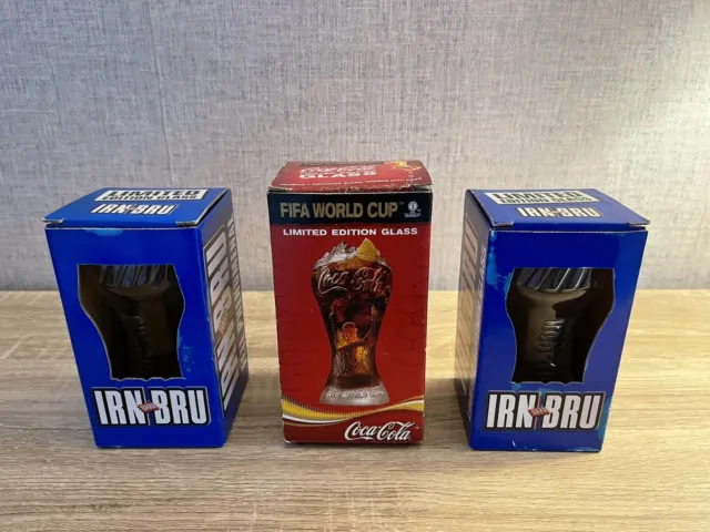 Iron  bru limited edition X2  & coca cola fifa germany 2006 collectale glasses