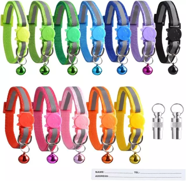 Collares reflectantes para gato XLYYLWB con campanas y liberación de seguridad paquete de 12 y paquete de 2
