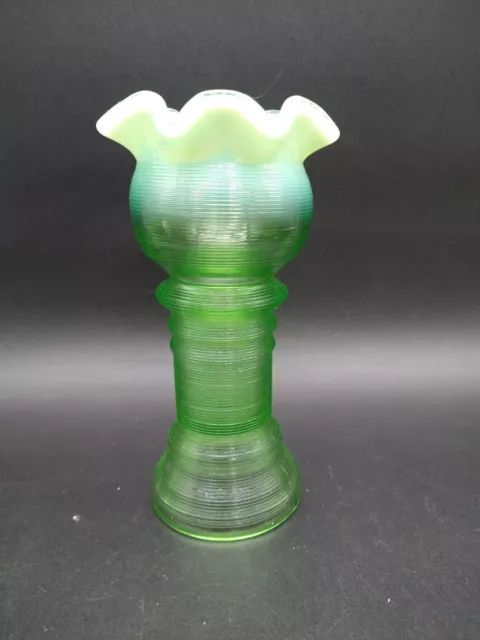Jefferson Glass Green Opalescent Spool Bowl Novelty