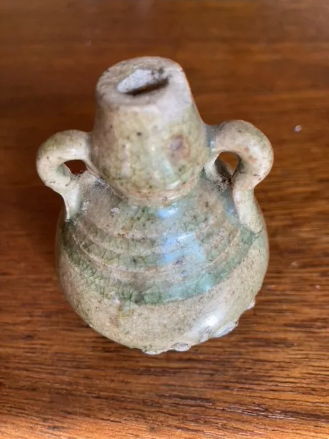 ⭕️  Important 15th Century Thai Sawankhalok Celadon small Vase or Bottle