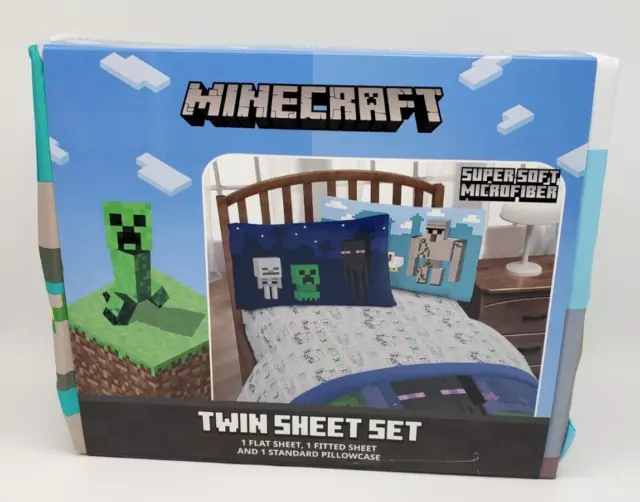 Minecraft Twin 3 Piece Sheet Set-Super Soft Microfiber