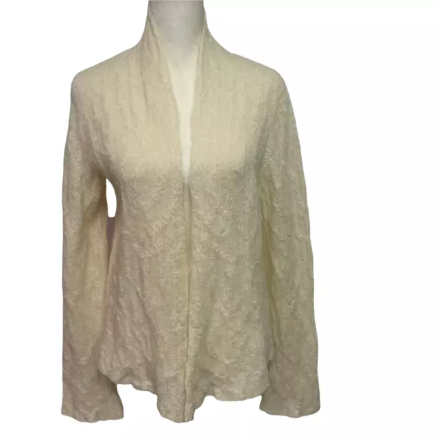 Eileen Fisher Ivory Sweater Cardigan Women's Size S Merino Wool/Kid Mohair Blend