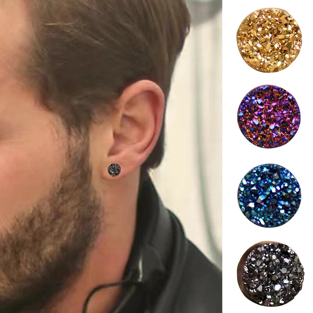2 Paia Orecchini Magnetici Uomo E Donna In Acciaio Inox – Finti Orecchie Non Piercing A Clip Con Diamante (argento)