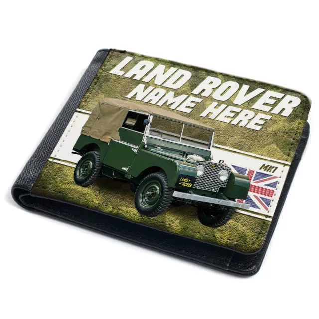 Personalised Land Rover Wallet British Classic Car MK1 Retro Dad Mens Gift CL28