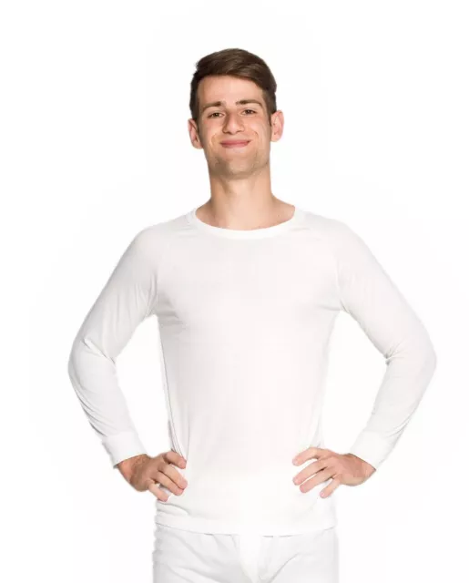 2 Pack Mens Wool Blend Thermal Underwear Long Sleeve Top Black or Beige 3