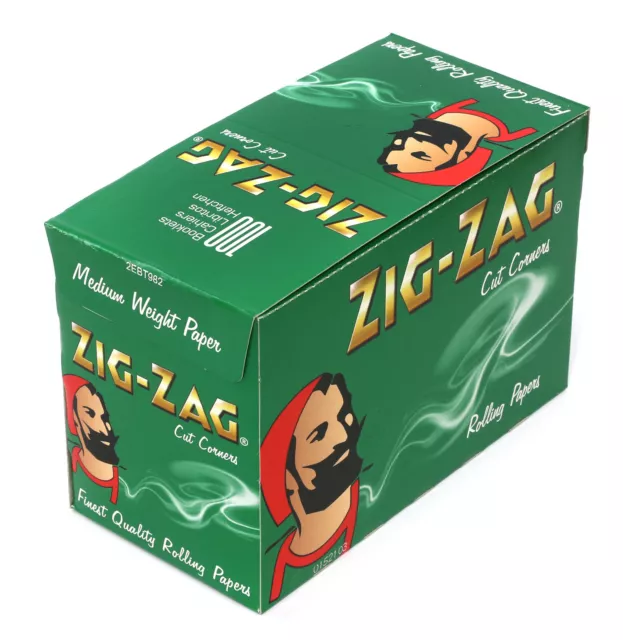 1 box ZIG-ZAG Green Regular size 70mm Cut Corners Rolling - 100 booklets