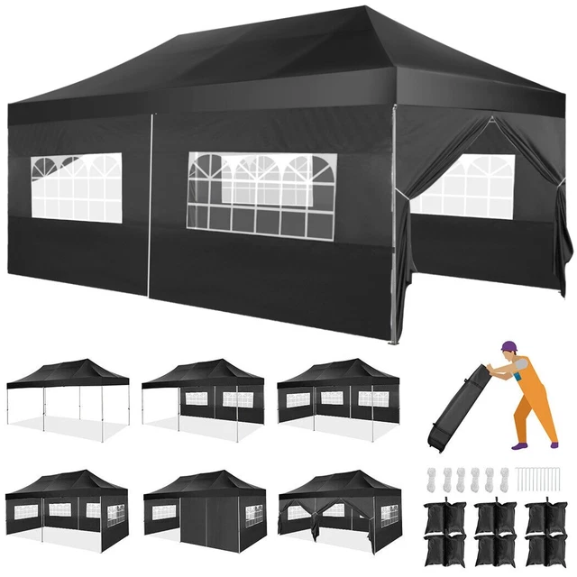 Falt Pavillon WASSERDICHT Pavillion Popup Gartenzelt Dachmaß 3x3m, 3x4,5m & 3x6m